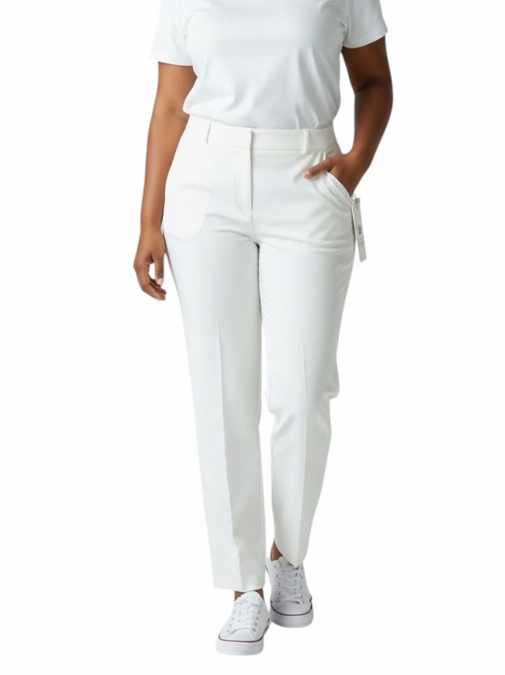 NWT🌺Chaus•White Straight Leg High Rise Trousers